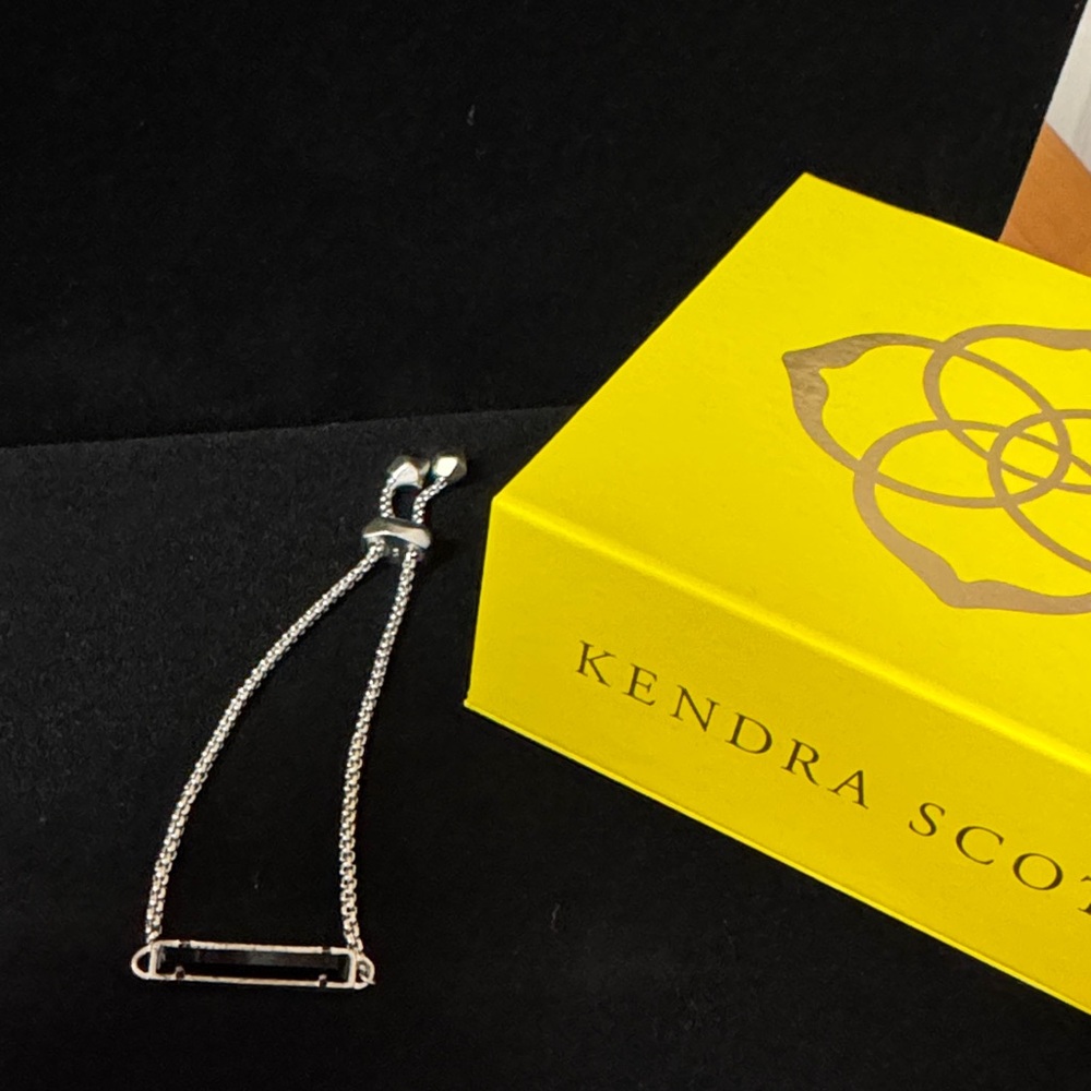Kendra Scott Adjustable Silver Bracelet with Black Accent